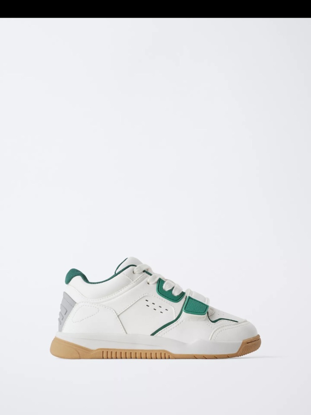 Kids White and Green Low-Top Sneakers